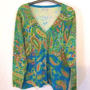 Isaac Mizrahi Live! 1X Button Paisley Sweater (449)